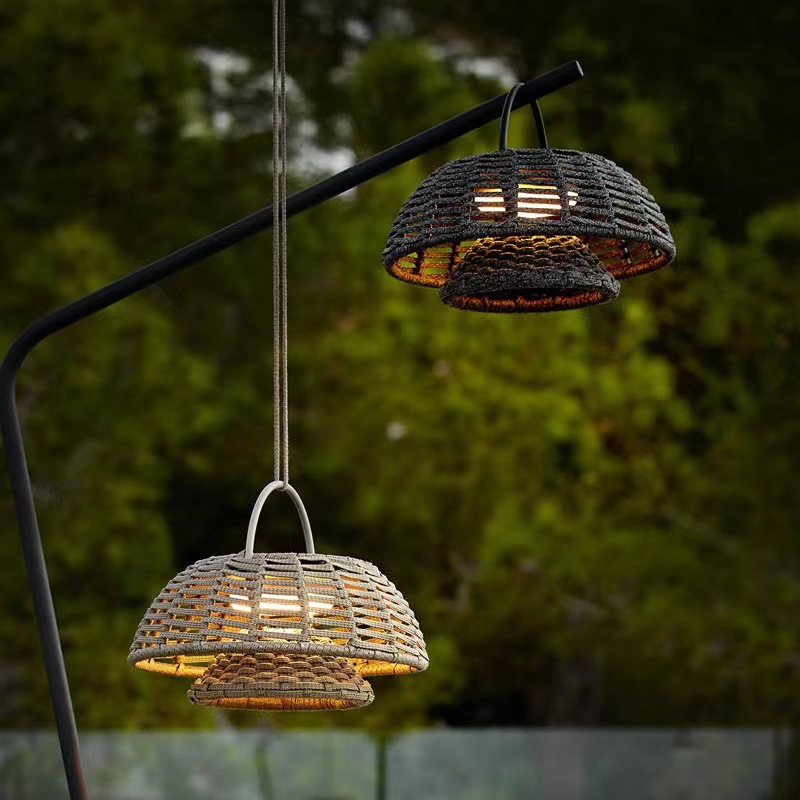 Eco-Friendly Bamboo Outdoor Lamp - Weather-Resistant LED Light Fixture