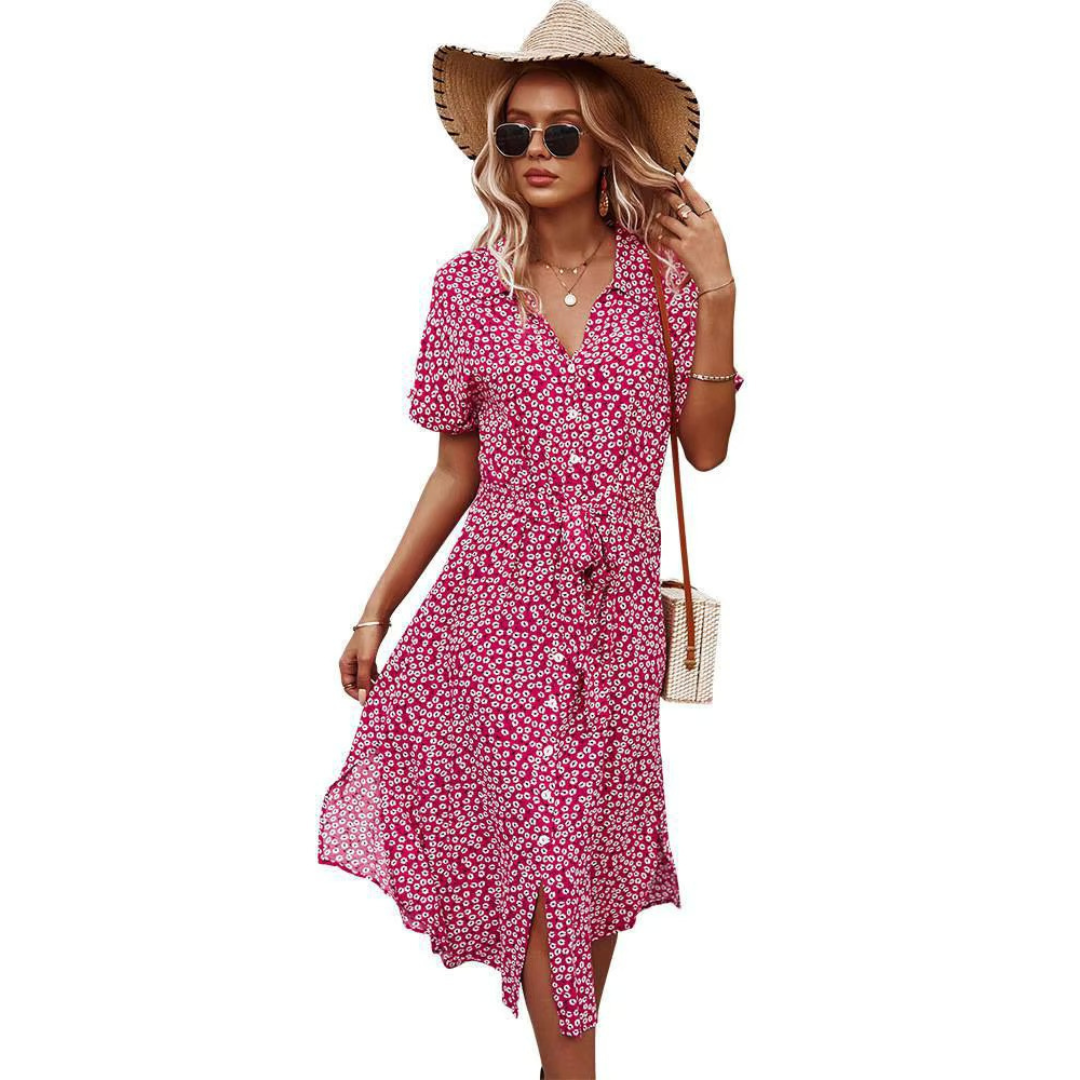 Boho Maxi Dress for Women - Floral Print Summer Dress in Airy Viscose