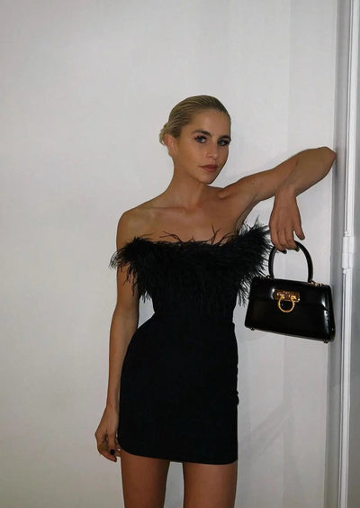 Onyx Black Mini Dress with Fitted Silhouette and Premium Fabric for Elegant Occasions