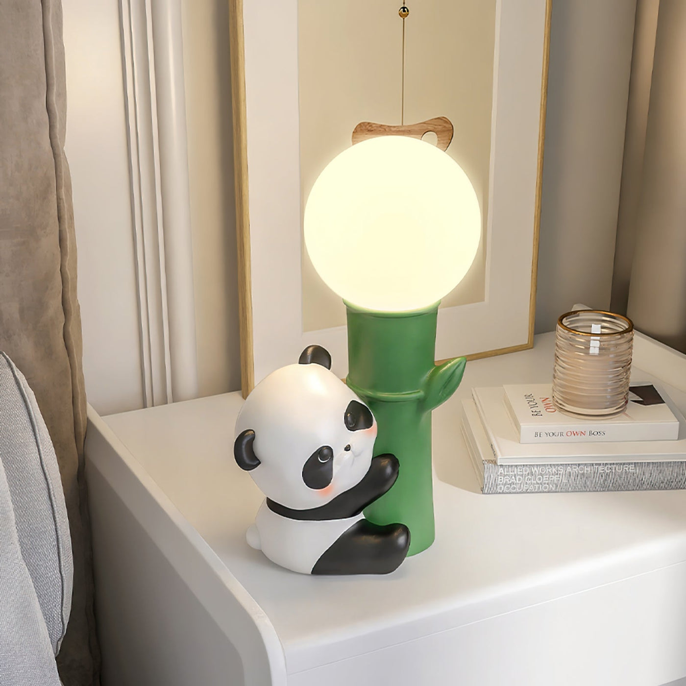PandaBeam - Table Lamp with Panda Details and Warm Bamboo Illumination