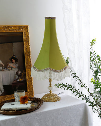 ChicGlow – Marble Footed Table Lamp with Tassel Accents