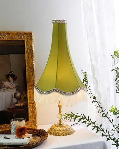 ChicGlow – Marble Footed Table Lamp with Tassel Accents