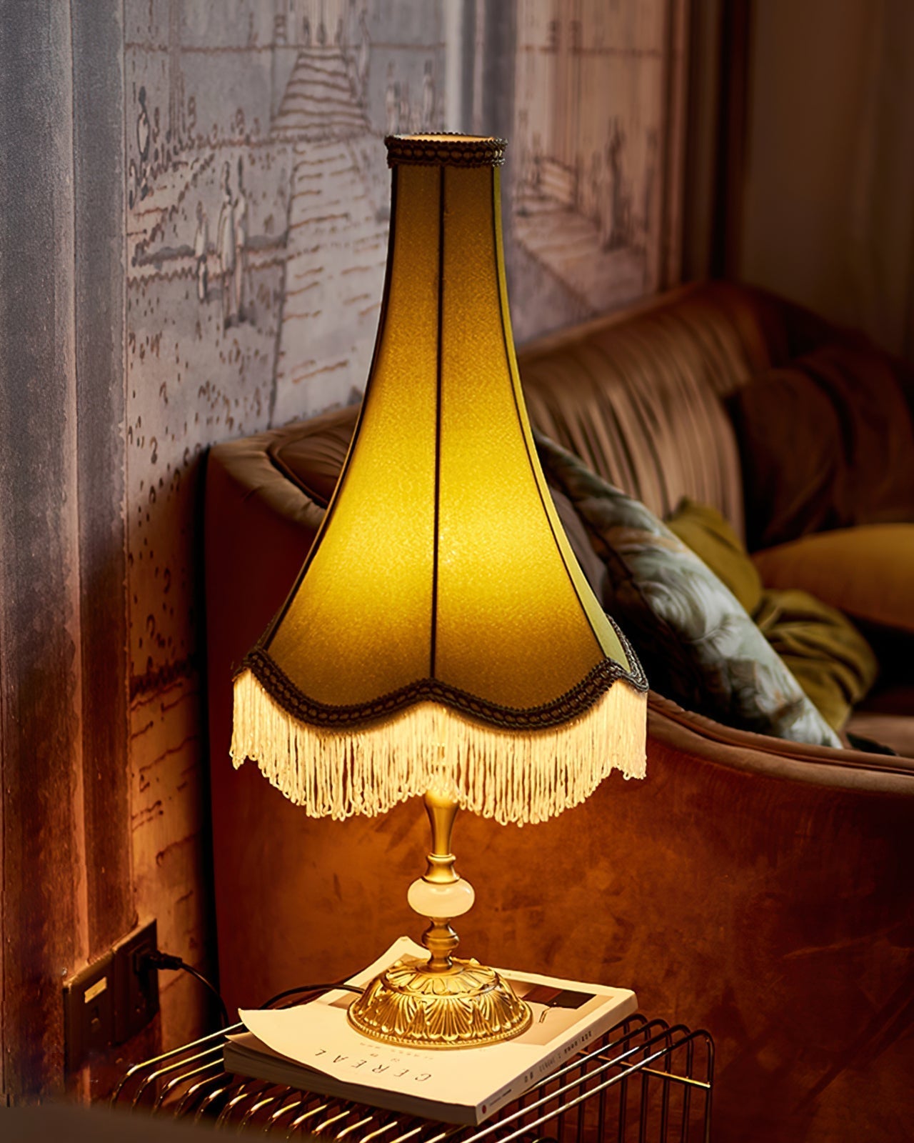 ChicGlow – Marble Footed Table Lamp with Tassel Accents