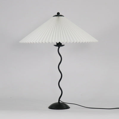 LuxeFold - Table Lamp with Premium Pleated Shade and Wooden Accent