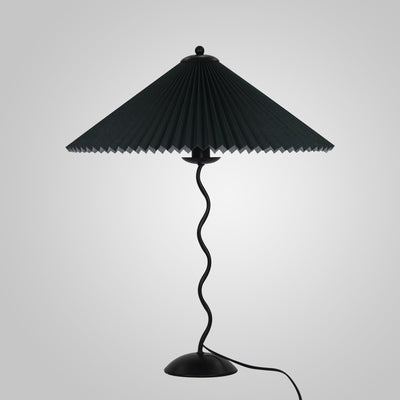 LuxeFold - Table Lamp with Premium Pleated Shade and Wooden Accent