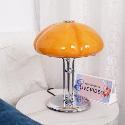 RetroGlow – Orange Glass Desk Lamp