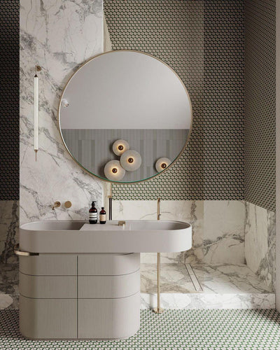 LuxeMarble – Round Marble Wall Lamp for Chic Illumination
