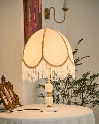 MarbleCharm – Rustic Table Lamp with Tassel Accent