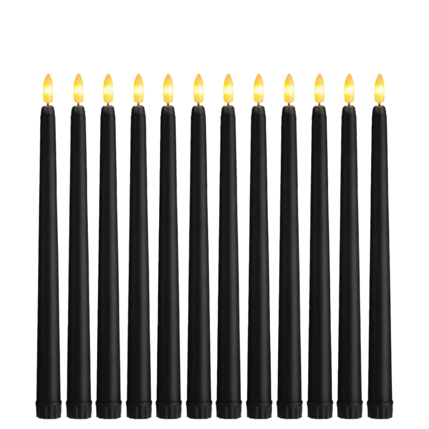 GloomLight - LED Black Taper Candles for Halloween and Weddings