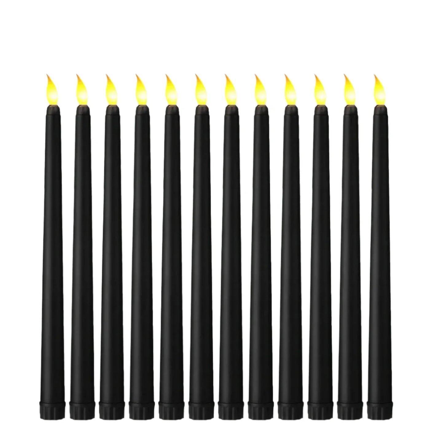 GloomLight - LED Black Taper Candles for Halloween and Weddings