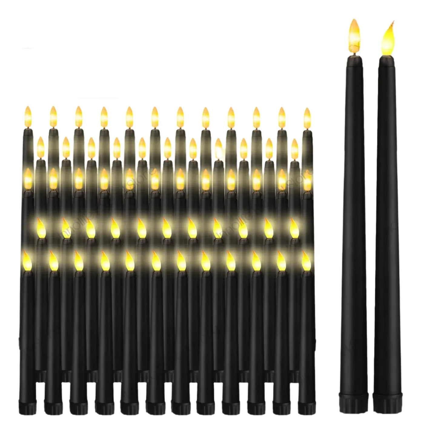 GloomLight - LED Black Taper Candles for Halloween and Weddings