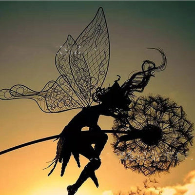 Enchanting Metal Fairy Garden Sculpture - Weather-Resistant Outdoor Decor for Garden Art and Ornaments