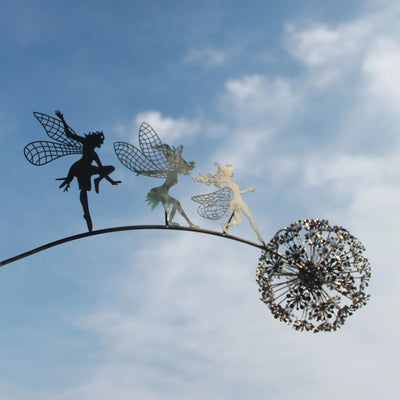 Enchanting Metal Fairy Garden Sculpture - Weather-Resistant Outdoor Decor for Garden Art and Ornaments