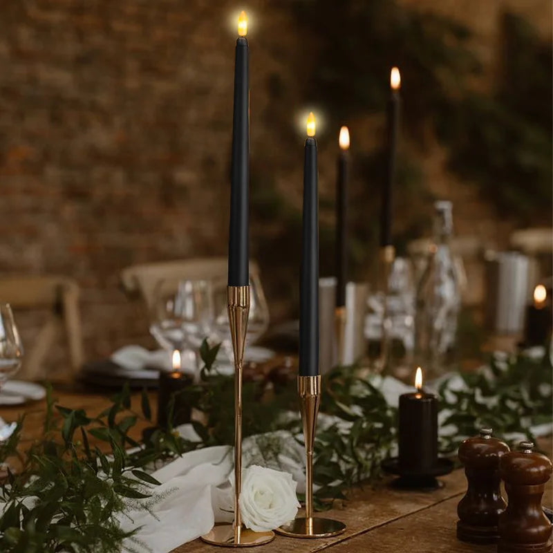 GloomLight - LED Black Taper Candles for Halloween and Weddings