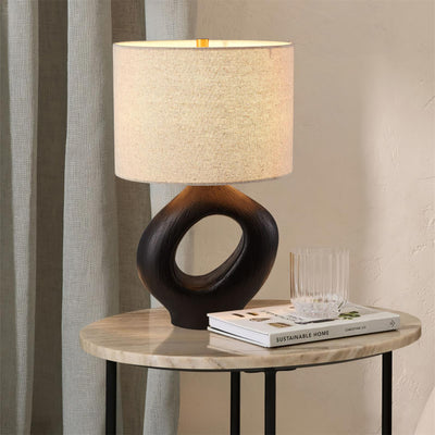 SculptGlow – Resin Table Lamp with Soft Linen Shade
