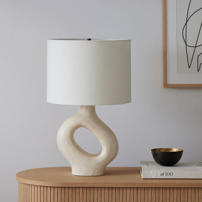 SculptGlow – Resin Table Lamp with Soft Linen Shade