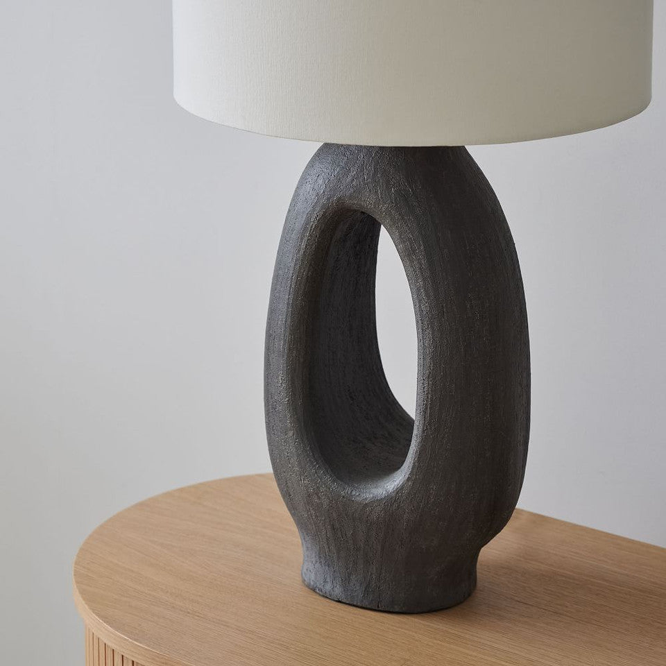 SculptGlow – Resin Table Lamp with Soft Linen Shade
