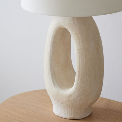 SculptGlow – Resin Table Lamp with Soft Linen Shade