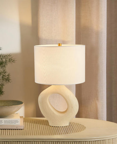 SculptGlow – Resin Table Lamp with Soft Linen Shade