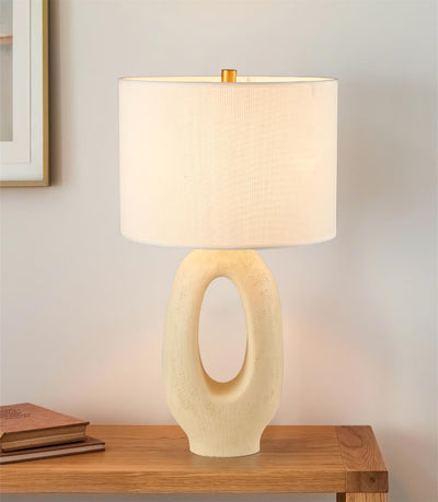 SculptGlow – Resin Table Lamp with Soft Linen Shade