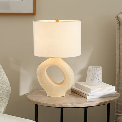 SculptGlow – Resin Table Lamp with Soft Linen Shade