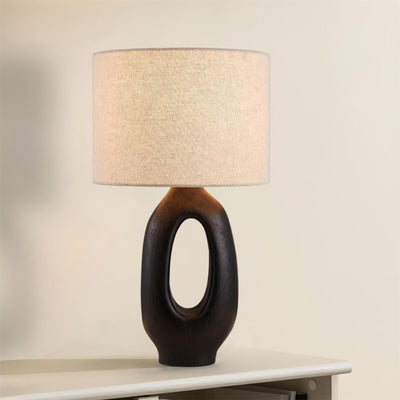 SculptGlow – Resin Table Lamp with Soft Linen Shade
