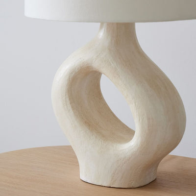 SculptGlow – Resin Table Lamp with Soft Linen Shade