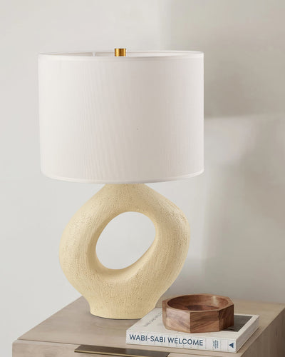 SculptGlow – Resin Table Lamp with Soft Linen Shade