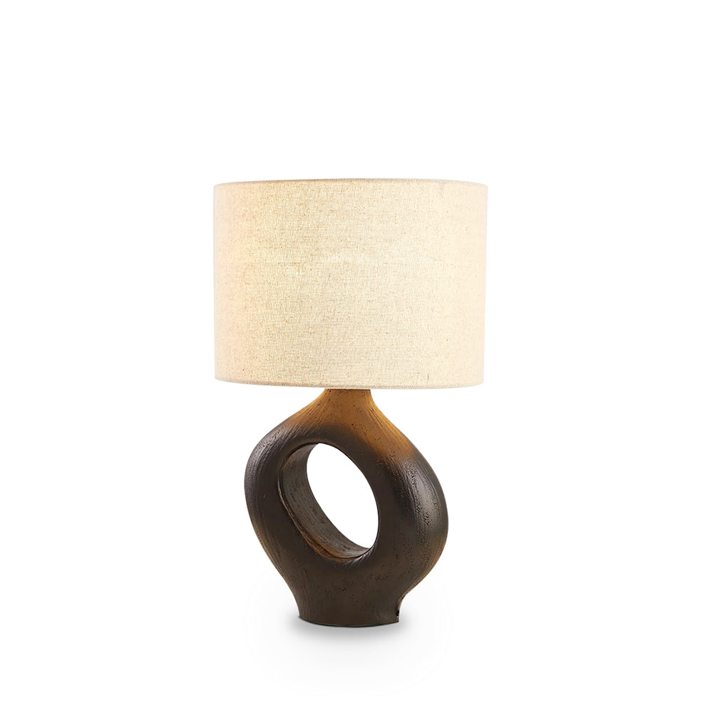 SculptGlow – Resin Table Lamp with Soft Linen Shade
