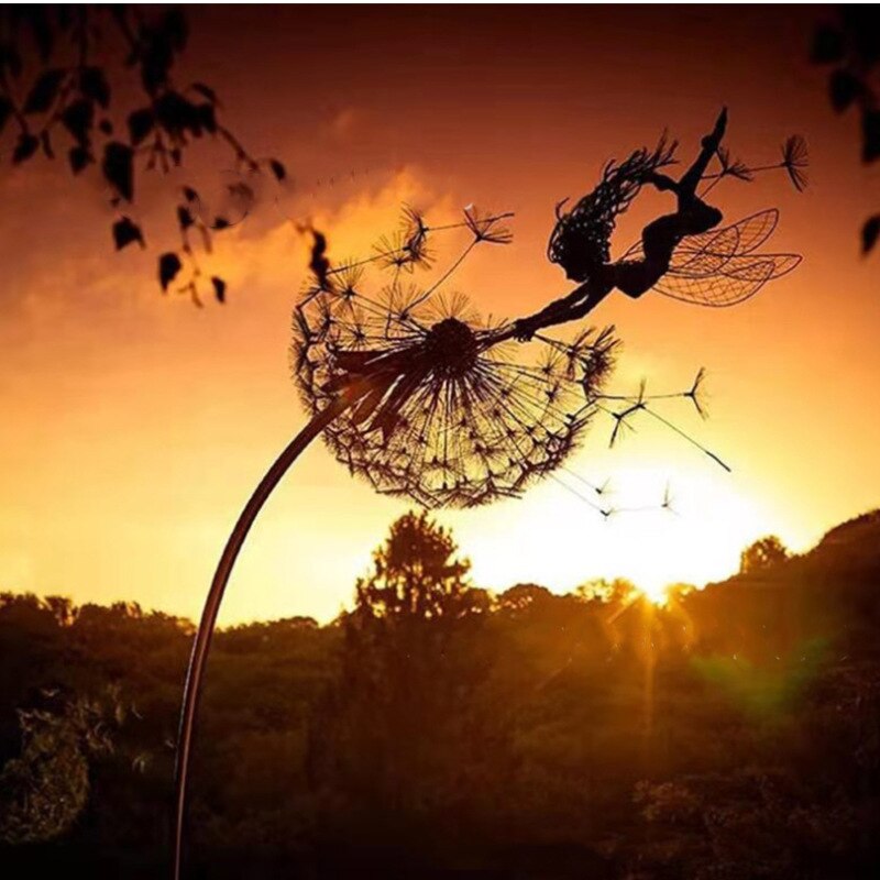 Enchanting Metal Fairy Garden Sculpture - Weather-Resistant Outdoor Decor for Garden Art and Ornaments