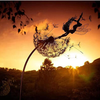 Enchanting Metal Fairy Garden Sculpture - Weather-Resistant Outdoor Decor for Garden Art and Ornaments