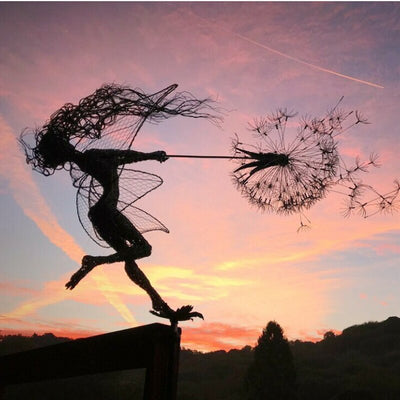 Enchanting Metal Fairy Garden Sculpture - Weather-Resistant Outdoor Decor for Garden Art and Ornaments