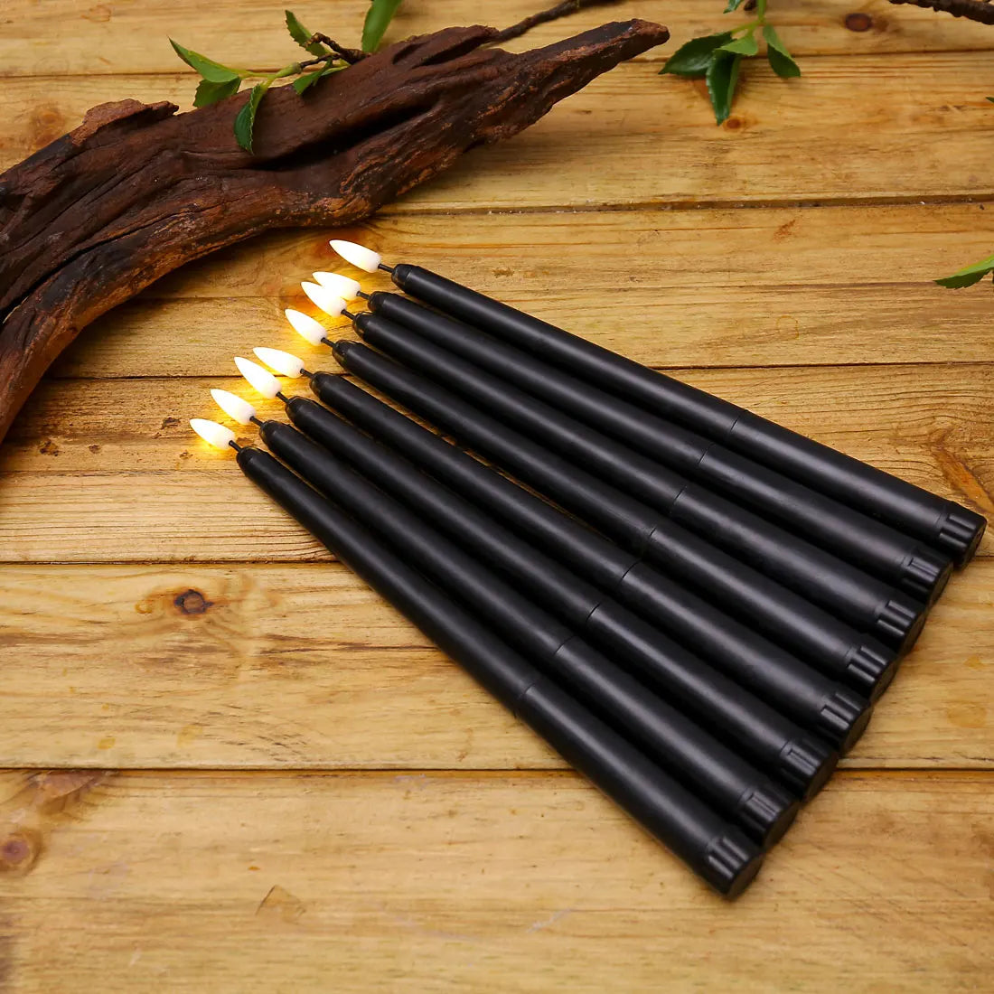 PhantomGlow - Remote-Controlled Black LED Candles for Haunted Evenings