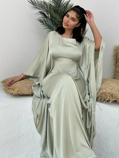 Long Sleeve Maxi Dress with Stylish Cloak Sleeves for Women