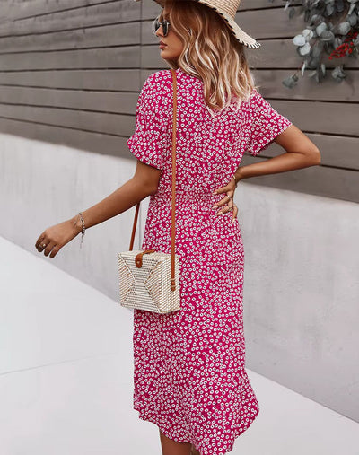 Boho Maxi Dress for Women - Floral Print Summer Dress in Airy Viscose