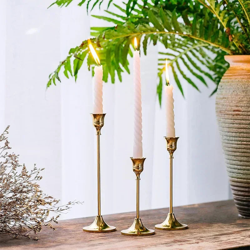 RomanceFlame - Golden Candle Holders for Dreamy Nights