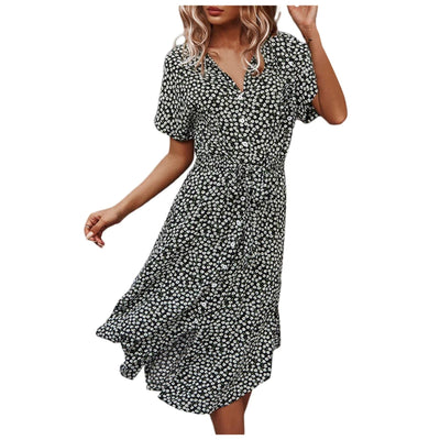 Boho Maxi Dress for Women - Floral Print Summer Dress in Airy Viscose