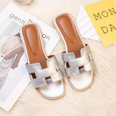 Stylish PU Leather Sandals with Comfortable Flat Sole – Perfect for Summer