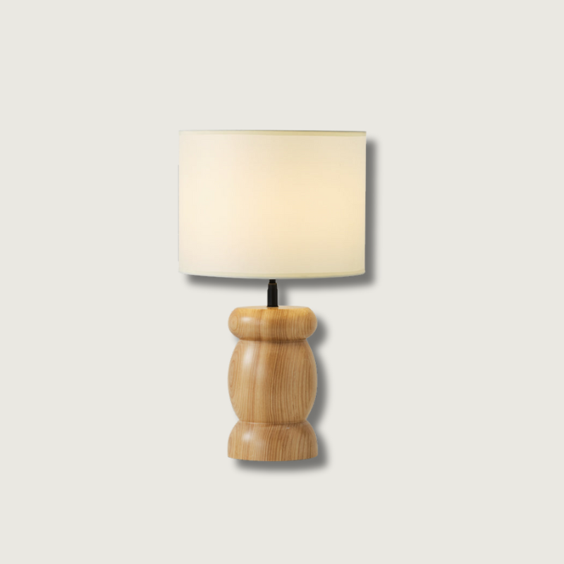 RockwoodGlow - Table Lamp with Unique Stone-Shaped Wooden Base