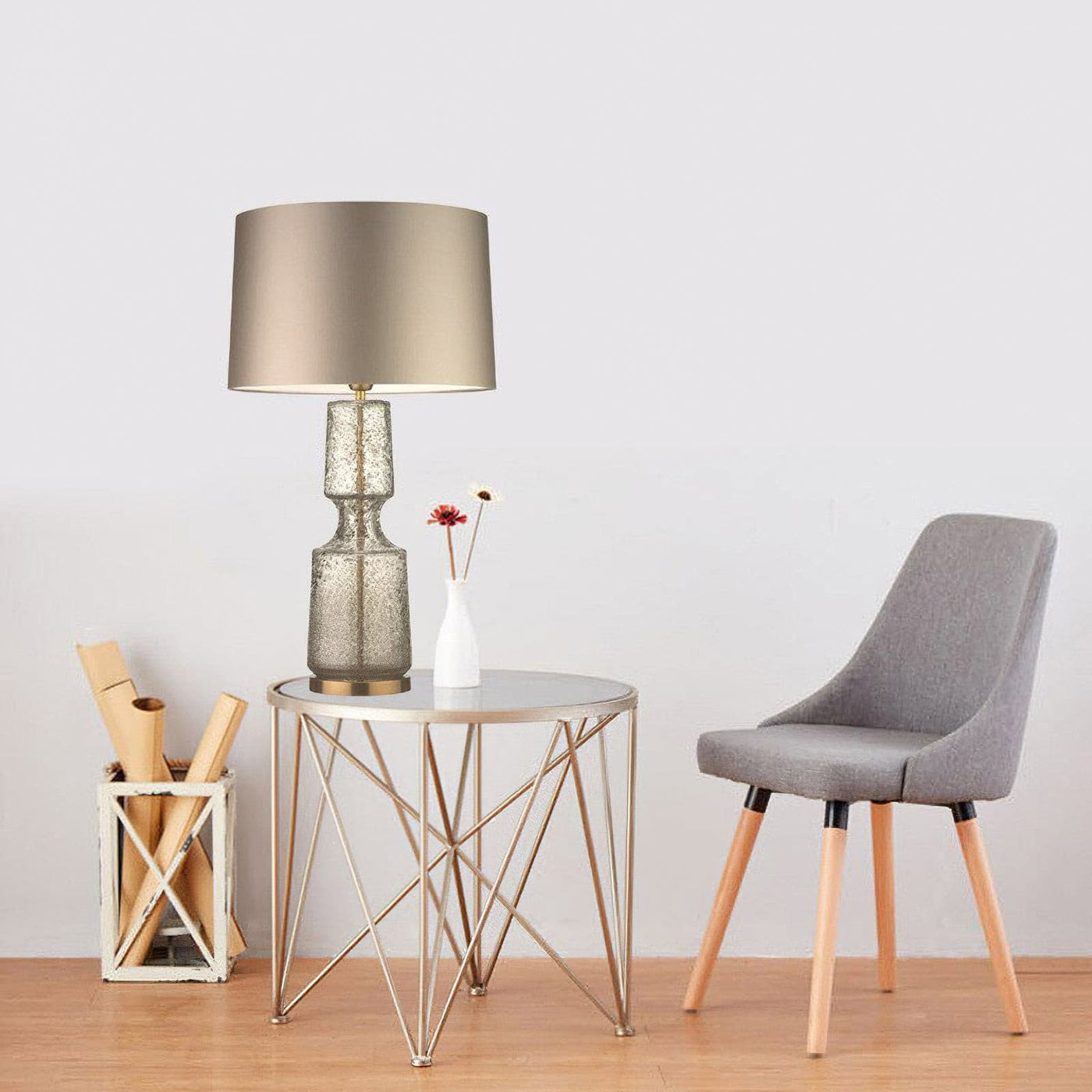 LuxAura – Elegant Metal and Glass Table Lamp