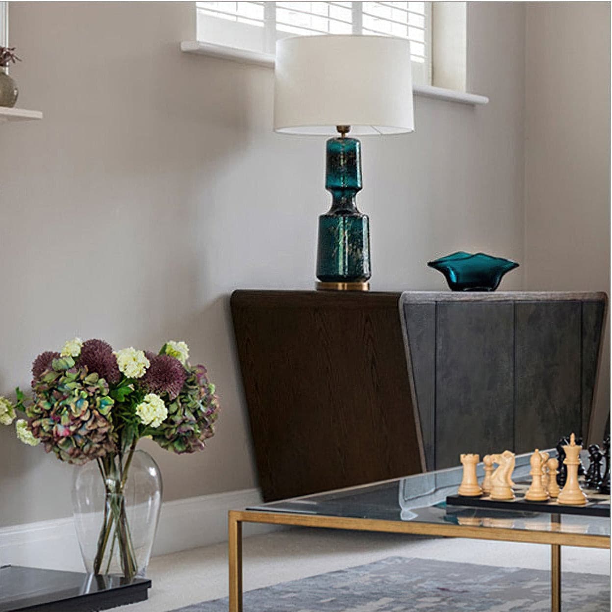 LuxAura – Elegant Metal and Glass Table Lamp
