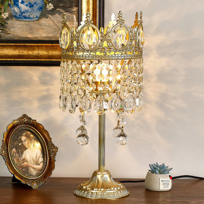 GleamAura – Elegant Crystal Table Lamp with Gold Base
