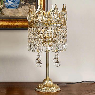 GleamAura – Elegant Crystal Table Lamp with Gold Base