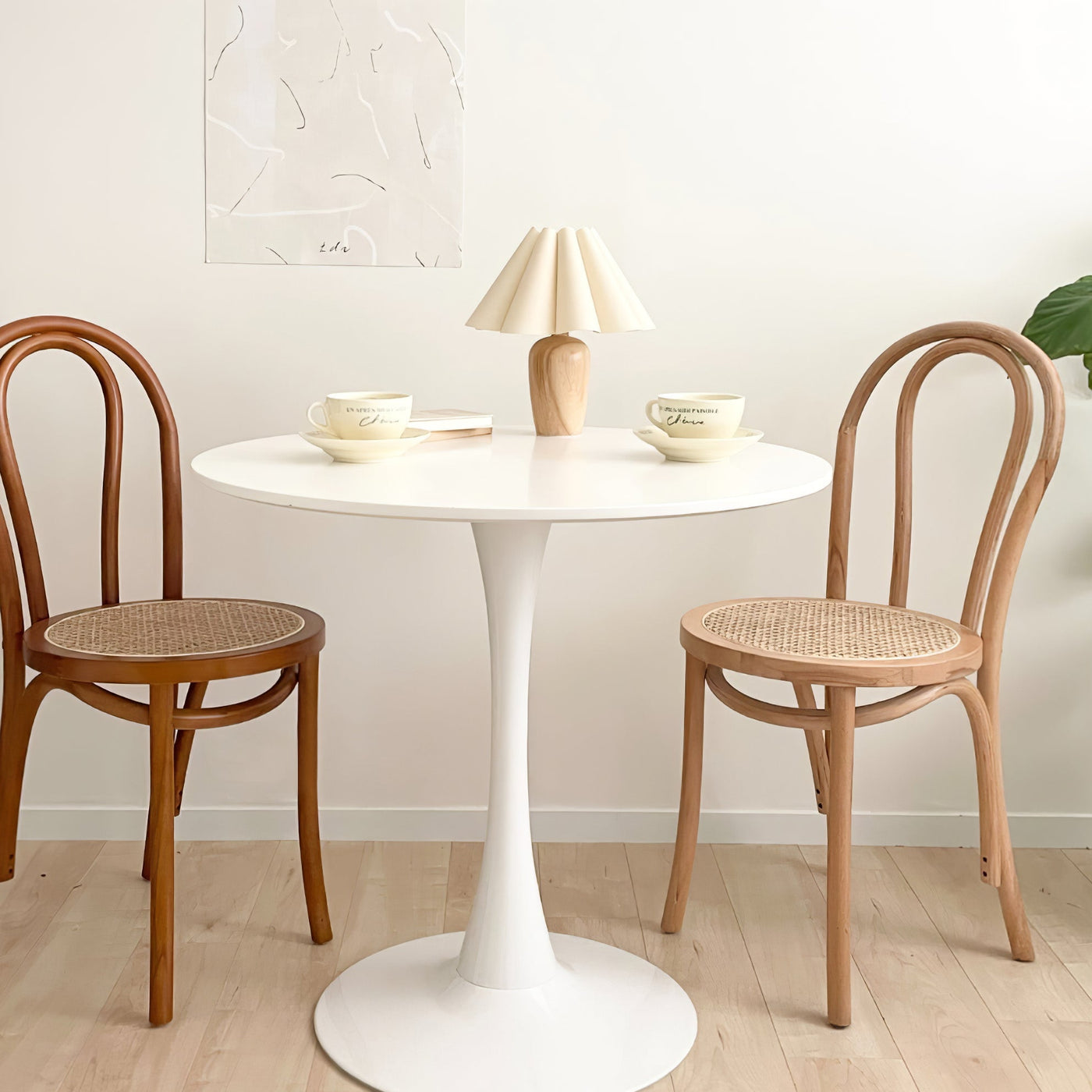 ChicGlow – Velvet Pleated Table Lamp with Wooden Stand