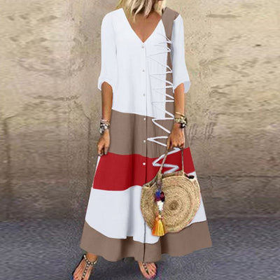 Elegant White Striped Summer Dress for Women - Stylish Wedding Guest Dresses