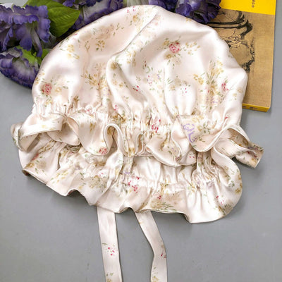 LuxeSilk - Double-Layer Silk Sleep Hat with Ribbon