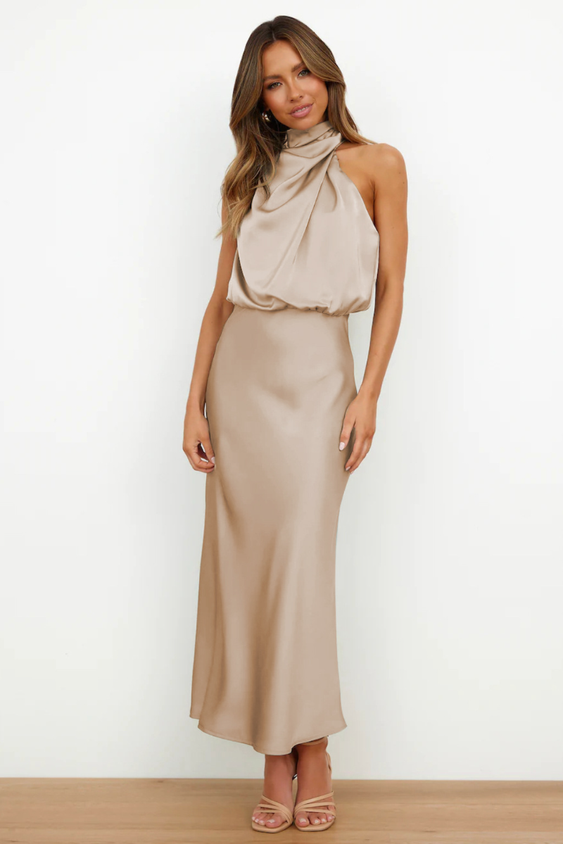 GraceGala – Elegant Off-Shoulder Evening Dress