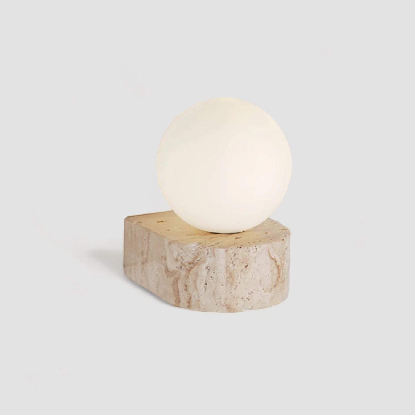 GlobeBeam – Modern Wall Lamp Made from Glass and Travertine