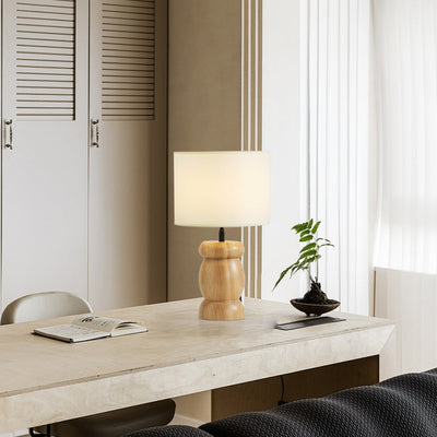 RockwoodGlow - Table Lamp with Unique Stone-Shaped Wooden Base