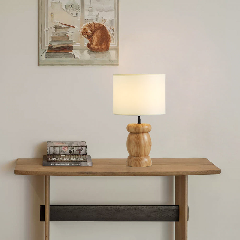 RockwoodGlow - Table Lamp with Unique Stone-Shaped Wooden Base